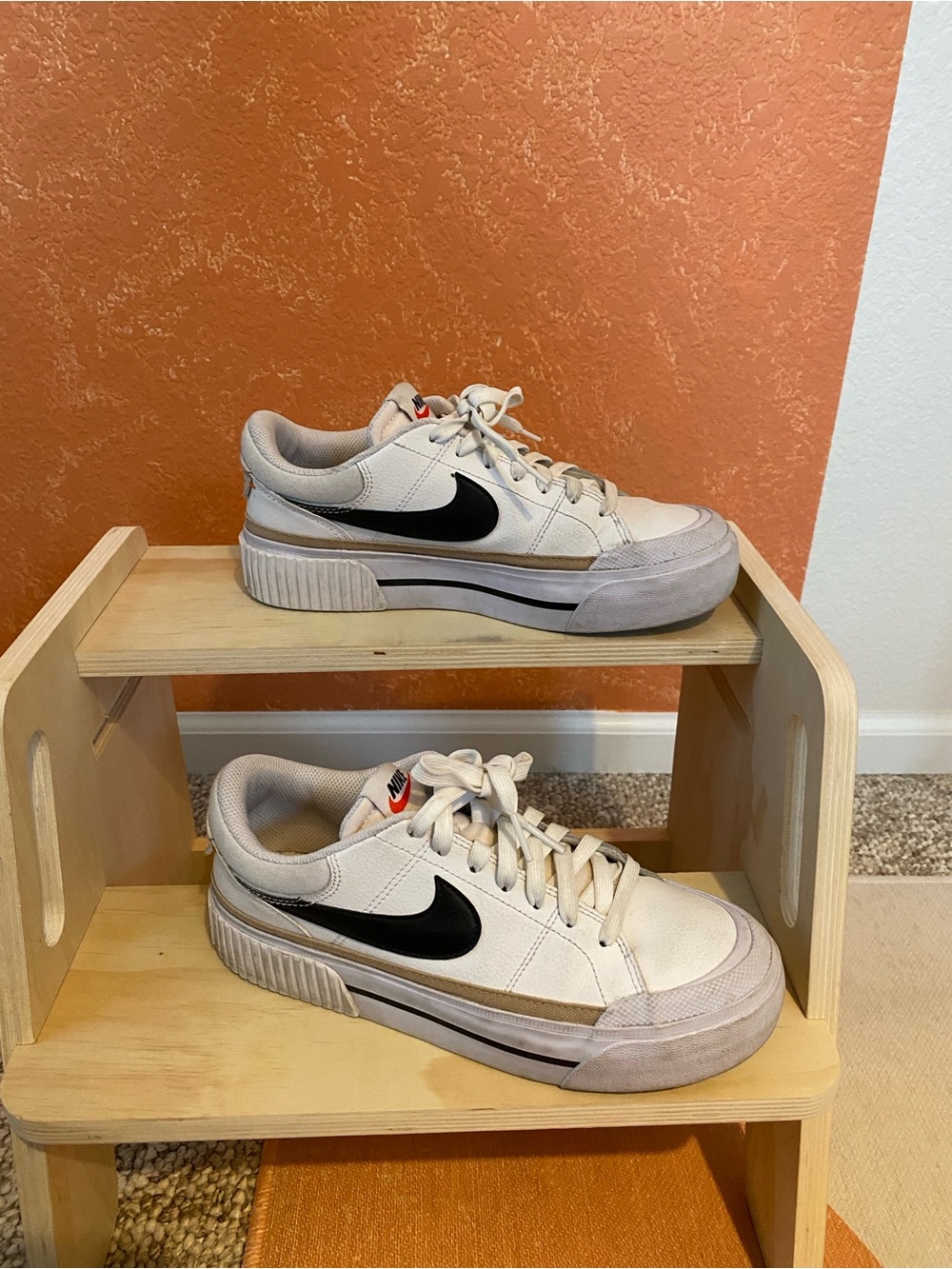 Nike White Low-Top Sneakers with Black Swoosh